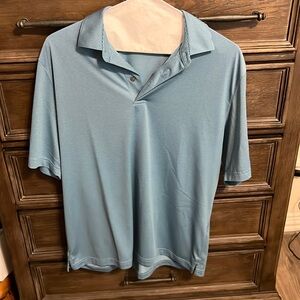 Mens performance blue striped golf shirt